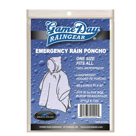 1200GD - Blank Emergency Poncho with Game Day Insert