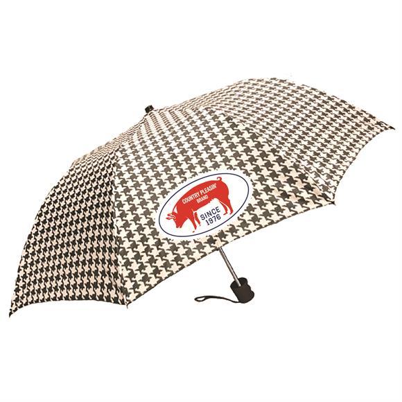 8500-H - Black and White Classic Super Pocket MIni  Houndstooth Folding Umbrella